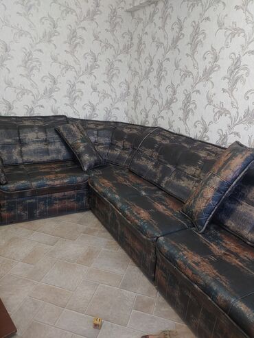 угловой диван с ящиками: Модульный диван, цвет - Коричневый, Новый