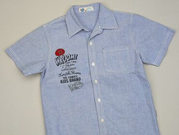 elegancka bluzka na krótki rękaw: Koszula 14 lat, stan - Idealny, wzór - Print, kolor - Błękitny