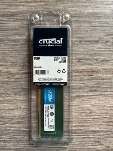 Мониторы: Оперативная память (RAM) Crucial, 8 ГБ, 2666 МГц, DDR4, Для ПК, Б/у