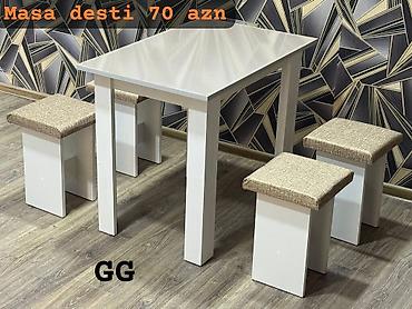 salon stullari: Mətbəx üçün, Yeni, Açılmayan, Kvadrat masa, 4 stul — 2