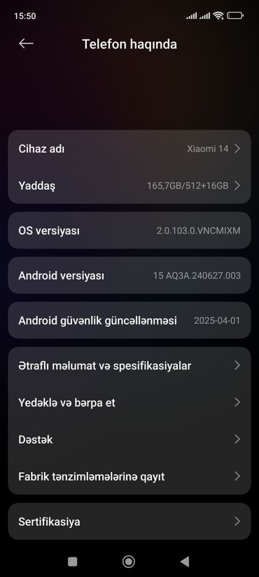 xiaomi mi 11 lite: Xiaomi 14, 512 GB, rəng - Qara, 
 Barmaq izi, Face ID