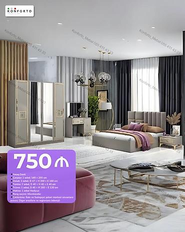 KONFORTO – Yataq Dəsti Komplektin tərkibi və ölçülər: - Çarpayı: 1