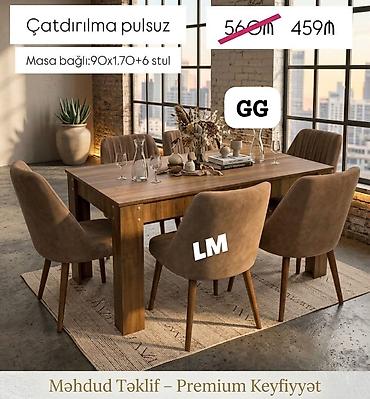 Premium yemək otağı dəsti – məhdud təklif • Dəst: 1 masa + 6 stul •