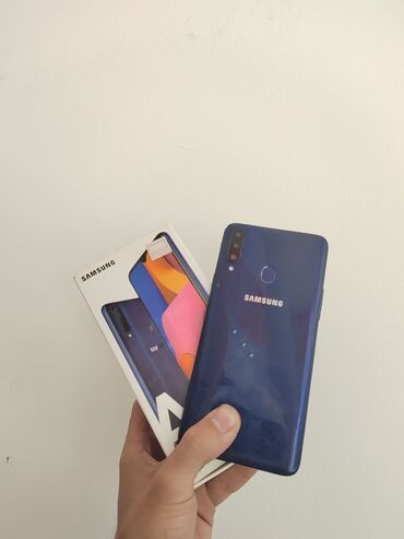 samsung not 10 pulus: Samsung A20s, 32 GB, rəng - Göy, Düyməli, Barmaq izi