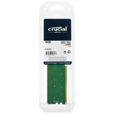 komputer ehtiyat hisseleri: Operativ yaddaş (RAM) Crucial, 16 GB, 3200 Mhz, DDR4, PC üçün, İşlənmiş
