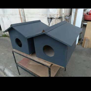 Yuvalar: Rəngli taxta heyvan evi/budaq evciyi - Material: taxta konstruksiya — 30