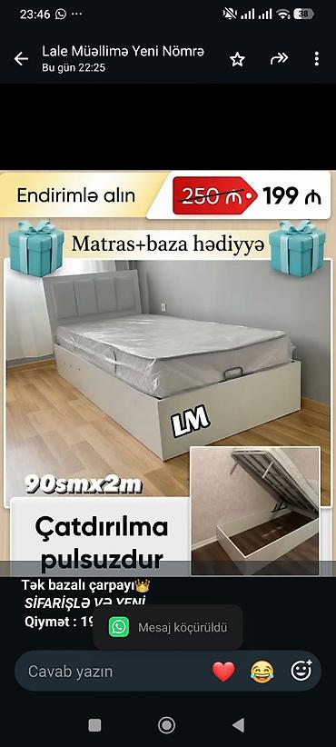 *Tək bazalı çarpayı*👑 _*SİFARİŞLƏ VƏ YENİ*_ *Qiymət : 199₼* Ölçü lalafo.az -da *Tək bazalı çarpayı*👑 _*SİFARİŞLƏ VƏ YENİ*_ *Qiymət : 199₼* Ölçü