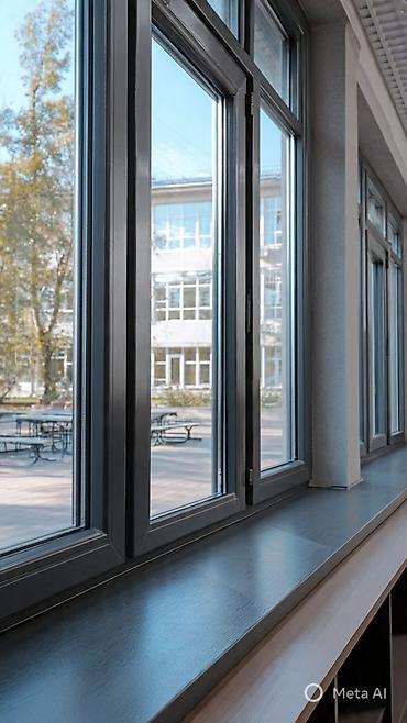 Готовые алюминиевые окна: Алюминиевые окна в темно‑сером профиле - Материал: теплый алюминиевый — 3