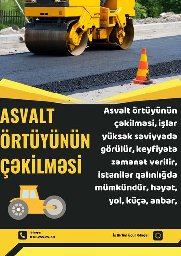 Landşaft işləri: Asvalt örtüyünün çəkilməsi Bakı və rayonlarda yol, küçə, həyət, qaraj — 5