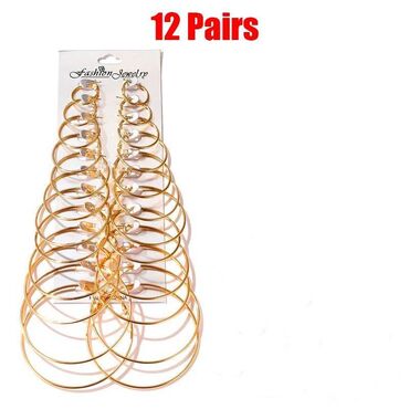 золотой серги: Набор сережек Fashion Jewelry — это комплект из 12 пар классических