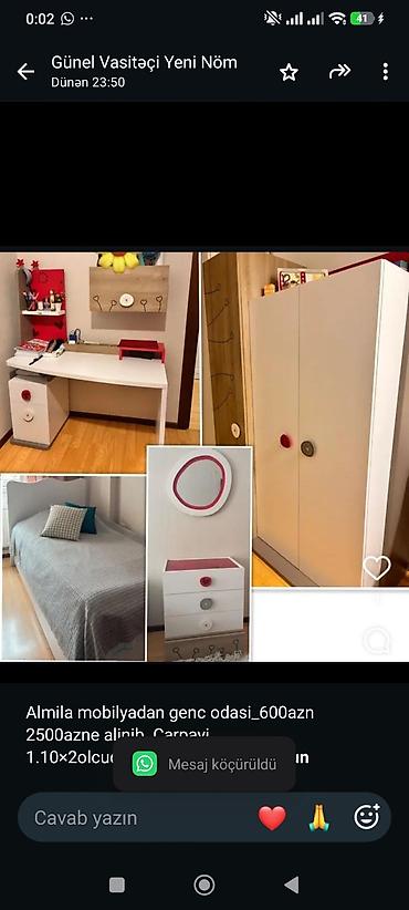 Almila mobilyadan genc odasi_600azn 2500azne alinib. Carpayi