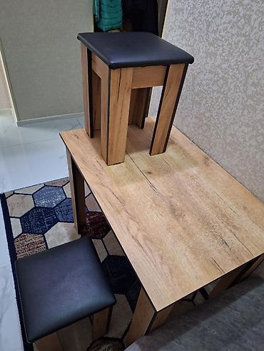 taburetka satilir: Mətbəx üçün, İşlənmiş, Açılmayan, Kvadrat masa, 4 stul — 1