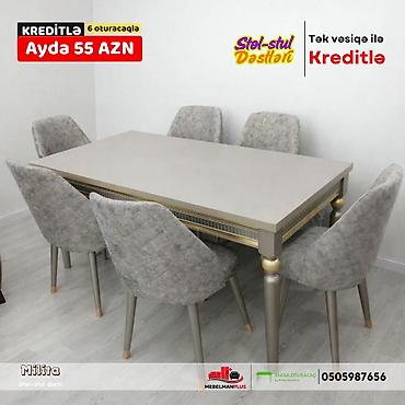mebelman: Qonaq otağı üçün, Yeni, Açılan, Dördbucaq masa, 6 stul — 2