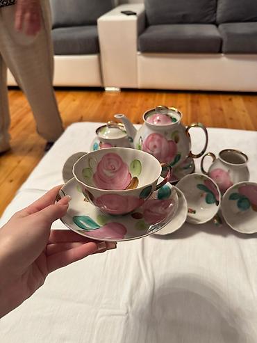 ləzgi: Çay dəsti, rəng - Çəhrayı, Farfor — 3