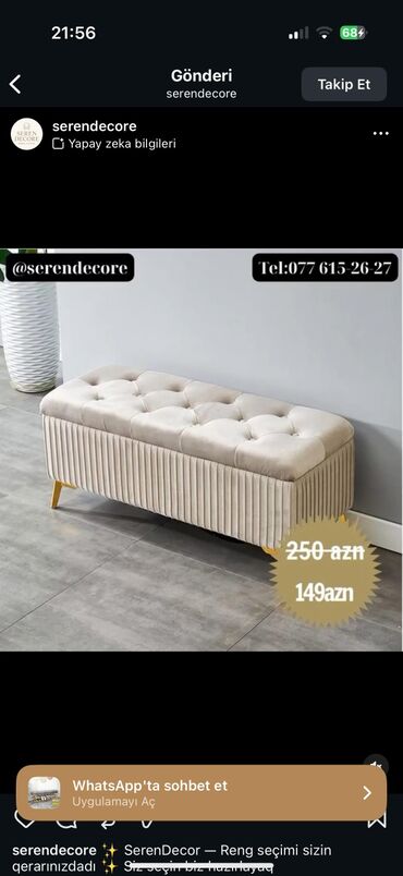 Skameykalar, lavoçkalar: Məhsul: Metalkarkaslı dəri/tekstil oturacaqlı skamya modelləri - — 9