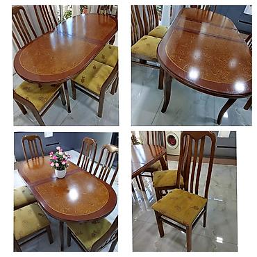 Qonaq otağı üçün, İşlənmiş, Oval masa, 6 stul