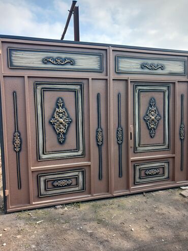 Həyət darvazaları: Dəmir Həyət darvazası, Yana açılan, Mexaniki, Qapı ilə, rəng - Qara — 18