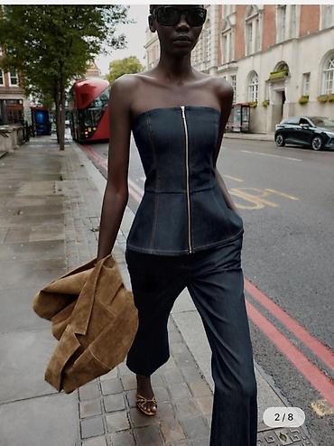 mint: Zara trendi teksas korset vel. S– bez bretela, sa peplum krojem - — 7