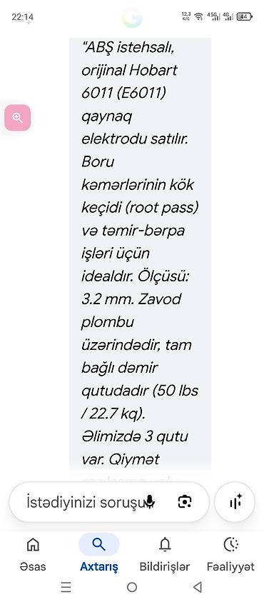 dəmir su cən: Yeni Qaynaq aparatı Elektrod, Ünvandan götürmə, Kredit yoxdur — 2