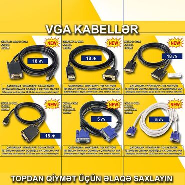 hdmi kabel satilir: VGA kabellər 🚚Metrolara və ünvana çatdırılma var, ❗ödəni̇şli̇di̇r❗