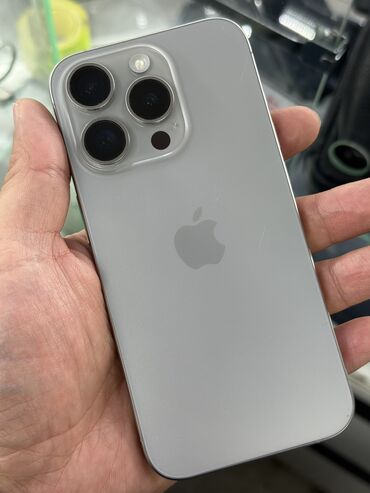 мобильные телефоны айфоны: IPhone 15 Pro, Колдонулган, 512 ГБ, Natural Titanium, 80 %