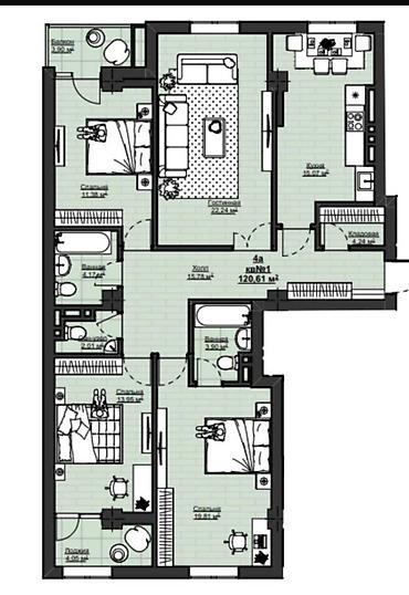 Продажа квартир: Продается шикарная Элитка!!! 4‑комнатная квартира 122м² сквозная, Ж/К at lalafo.kg — 15 Продажа квартир: Продается шикарная Элитка!!! 4‑комнатная квартира 122м² сквозная, Ж/К — 15