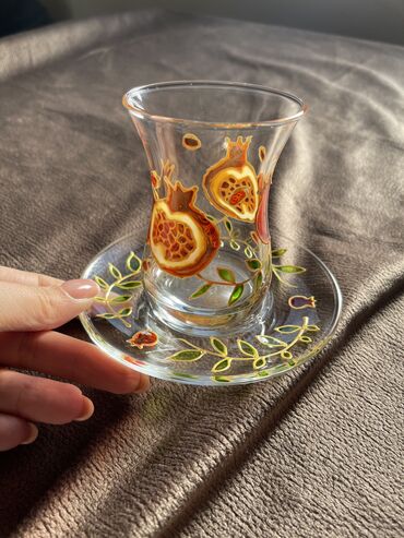 чайный набор: Çay dəsti, rəng - Ağ, Şüşə, 1 nəfərlik