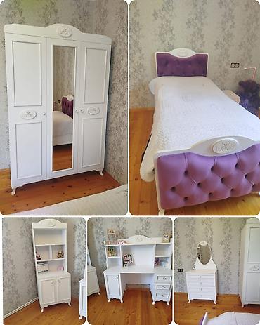 foresta mebel gence: Для девочки, Б/у, Односпальная кровать, Письменный стол, Шкаф, Трюмо — 1