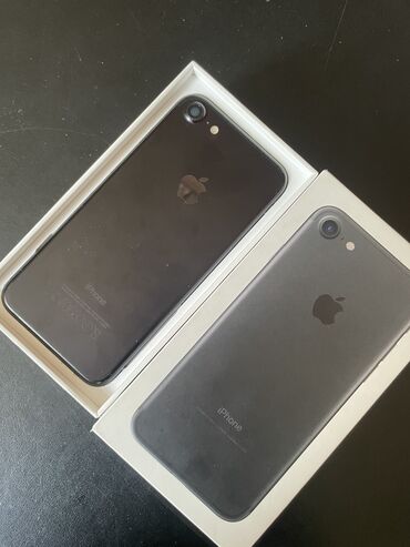 смарт соат: IPhone 7, Б/у, 32 ГБ, Jet Black, Защитное стекло, Кабель, Коробка