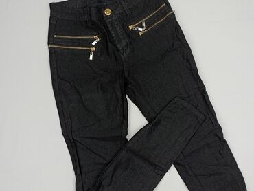 Czarne dżinsy damskie slim fit, charakteryzujące się ozdobnymi złotymi