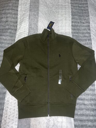 white duks: Sweatshirt, XS (EU 46), Ralph Lauren, color - Khaki, With a zipper