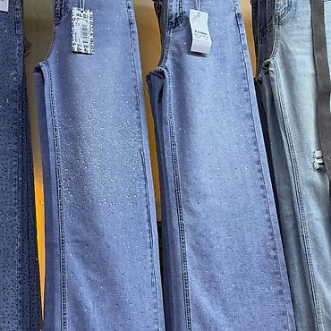 Cinslər: Məhsul: Qadın geniş kəsimli, daşlı jeans şalvar - Rəng: Açıq göy — 2