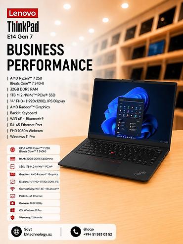 Lenovo: Lenovo ThinkPad E14 Gen 7 14" FHD+ Display, AMD Ryzen 7 250 (Beats — 1
