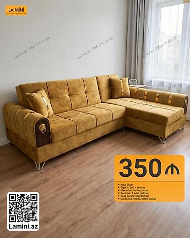 Künc divan – La Mini - Ölçülər: 260 × 160 sm - Mexanizm: Açılan
