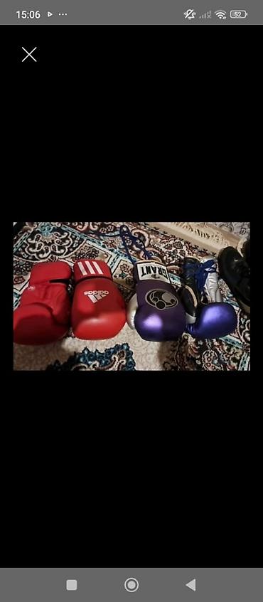 Boks ləvazimatları dəsti - 3 cüt boks əlcəyi: - Qırmızı Adidas (məşq