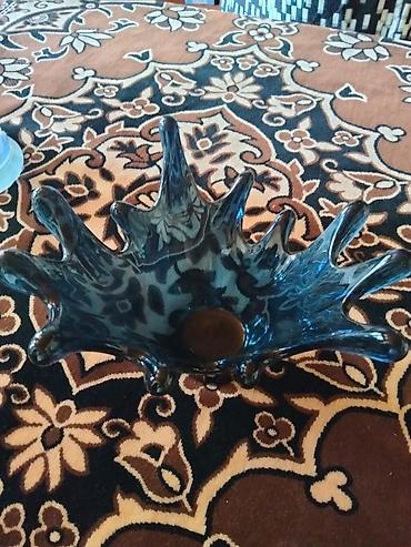 Bədii şüşə meyvə/qənnadı qabı - Material: qalın dekorativ şüşə