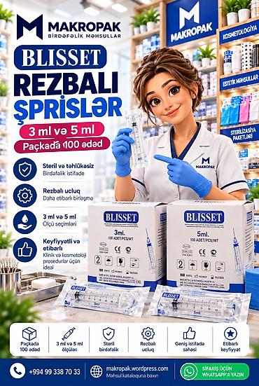 mal heyvan: 💉 REZBALI ŞPRİSLƏR — Praktik istifadə üçün seçim! 💙 Klinikalar, tibb — 1