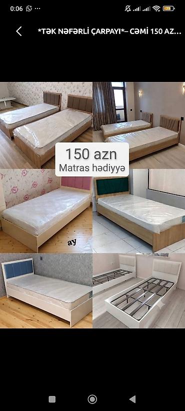 Tək nəfərlik çarpayı – müxtəlif model və rənglər - Komplektdə matras