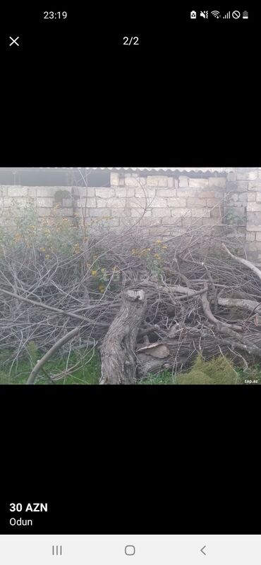 kömür odun: Qurumuş ağac budaqları.Həyətdə çoxdu.Kimə lazımdısa özü gəlib maşınamı