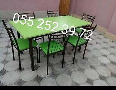 Masa və oturacaq dəstləri: Qonaq otağı üçün, Yeni, Açılmayan, Dördbucaq masa, 6 stul — 11