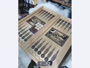 İdman və istirahət: Ağac nərd-şahmat dəsti 22₼+3₼ daş və zərləri. - Material: təbii — 1