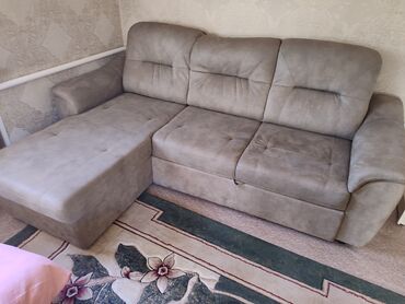 черный кожаный диван: Диван-кровать, Б/у