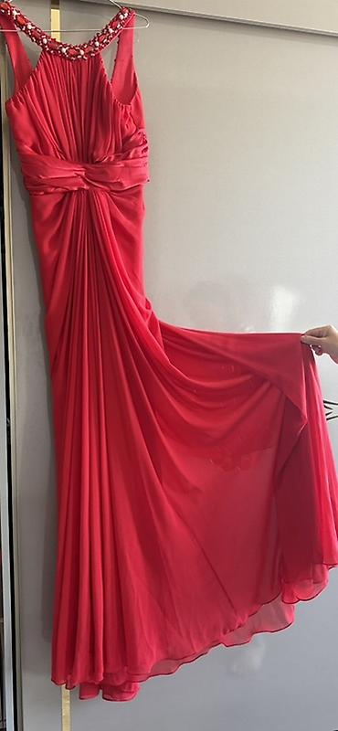 vecerni don: Məhsul: Qırmızı axşam/gecə libası - Model: Uzun, asimmetrik ətək — 2