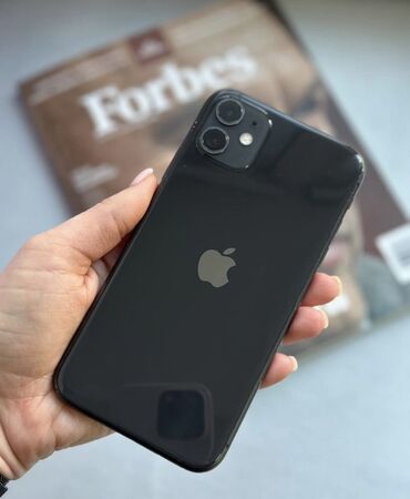 Apple iPhone: IPhone 11, Б/у, 128 ГБ, Черный, Защитное стекло, Чехол, Кабель, 85 %
