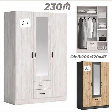 Paltar dolabları, qarderoblar: G_1 geyim dolabları Model 1 – 2 qapılı (ağ) - Ölçü: 200 × 90 × 47 sm — 23