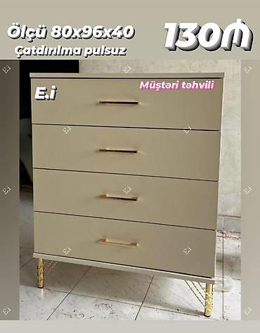 pulsuz mebel: Mebel: 4 çekmecəli komod Ölçü: 80 x 96 x 40 sm Rəng: bej Dizayn — 1