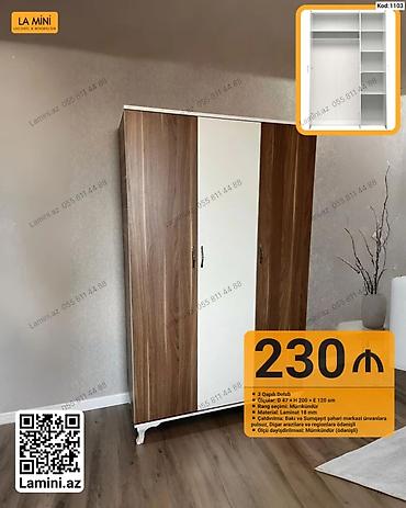 Dolablar: 3 qapılı dolab – Kod: 1103 - Ölçülər: 47 × 200 × 120 sm - Material — 1