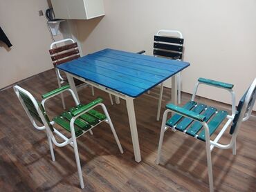 Bağ, çöl masa və oturacaq dəstləri: Yeni, Dördbucaq masa, 4 stul, Açılmayan, Stullar ilə, Taxta, Azərbaycan — 5