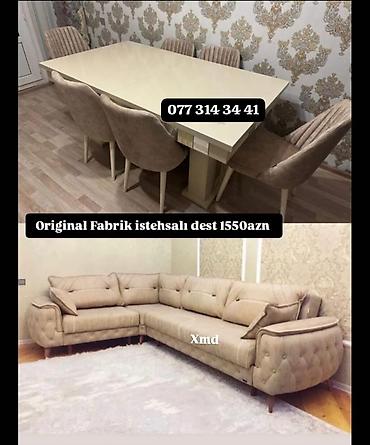 Masa və oturacaq dəstləri: Masa və 6 stul dəsti – Xmd • Komplekt: 1 yemək masası + 6 ədəd stul — 138