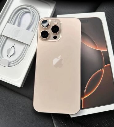 новый смартфон: IPhone 16 Pro Max, Жаңы, 256 ГБ, Desert Titanium, Кабель, 100 %